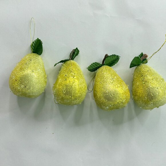 VTG Christmas Ornaments Set Of 8 Glittery Gold Pear Deer DIY Holiday Crafts - Picture 4 of 14